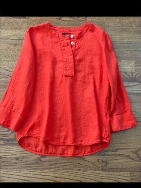 J.Crew Women’s Linen Orange Tunic Top with 3/4 length sleeves, Size M, $30